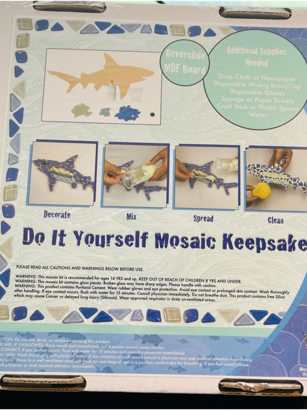 The Crafty Hippo Mosaic Kits- Mishell the Mermaid & Reginald the Shark. NIB - Picture 5 of 7